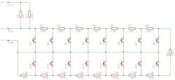 Electrical schematic of a keyboard with resistors.