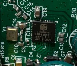 Close-up of a circuit board with an LN882HKI chip and test pad labels.