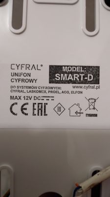 Tabliczka znamionowa unifonu cyfrowego Cyfral Smart-D.
