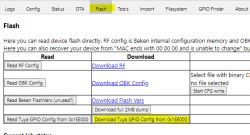 Screenshot of the Flash section in an application interface related to Tuya device configuration and file downloads.