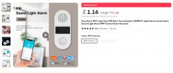 Tuya Alarm with PIR Sensor 130DB Tuya Alarm with PIR detection and sound-light function.