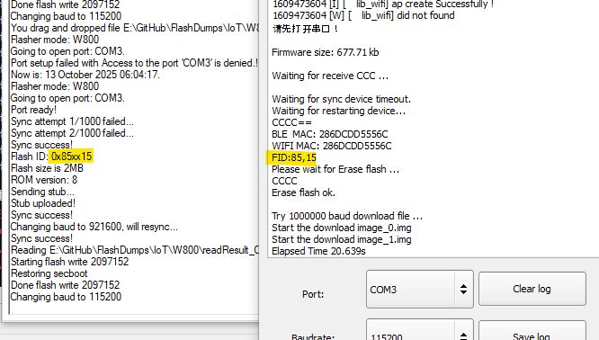 Application interface with programming logs and PID: 0x85x15 highlighted