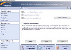 Zrzut ekranu z programu PowerChute Personal Edition pokazujący ustawienia opcji powiadomień.