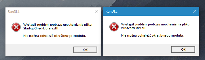 Возникла ошибка при запуске winscomrssrv dll