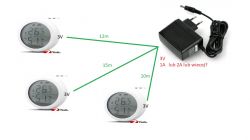 Stałe zasilanie dla trzech termometrów Zigbee - zastosowanie zasilacza i przewodu 15m