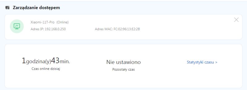 Panel zarządzania dostępem z informacjami o urządzeniu Xiaomi-11T-Pro online