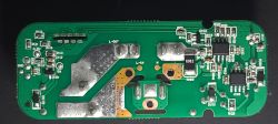 Green PCB with electronic components and conductive tracks
