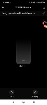 App interface for managing a WiFi and RF switch.