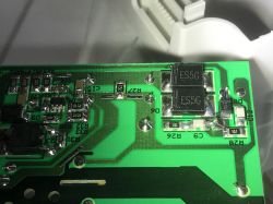 Close-up of LED Panel Circuit Board Close-up of a circuit board with electronic components and two ES5G chips.