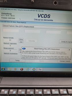 - Vcds problem z adaptacją zerowaniem popiołu w filtrze cząsteczek stałych DPF