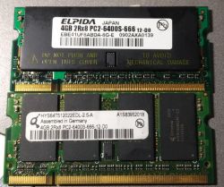 Moduły pamięci RAM DDR2 4GB marki Elpida i Qimonda.