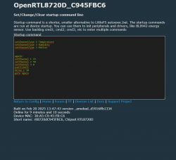 Startup command interface for OpenRTL8720D device.
