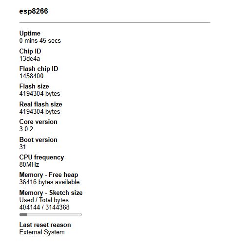 ESP8266 System Information ESP8266 information page with technical data