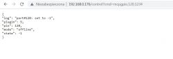 Zrzut ekranu pokazujący odpowiedź JSON z adresu IP 192.168.0.176.