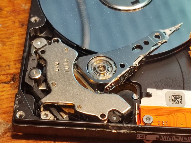 Close-up of a Hard Drive Interior Close-up of a hard drive interior showing the arm and platter.