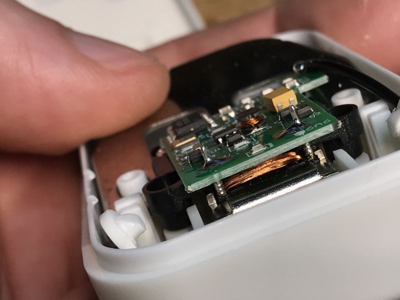 Interior of a Wireless Doorbell Transmitter Close-up of the interior of a wireless battery-free doorbell transmitter.