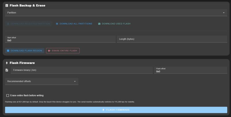 ESPConnect - a convenient tool for ESP8266/ESP32 in the browser - flash, partitions, information