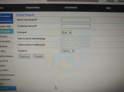 Zrzut ekranu z ustawień rutera pokazujący sekcję dodawania reguły w panelu konfiguracyjnym.