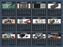 2026 DIY calendar with monthly cells and electronic component images