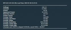 Screenshot showing measurement data for voltage, current, power, and energy.