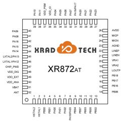 Pinout diagram of XR872AT chip by XRAD Tech with labeled signal names