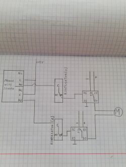Podłączenie kontaktronów do silnika DC 12V 3A przez przekaźnik - schemat