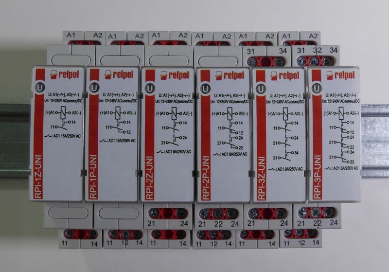Przekaźniki elektromagnetyczne instalacyjne Relpol seria RPI wersja UNI część II