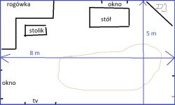 Nagłośnienie parketu w salonie, na powierzchni ok 5 m x 3 m.