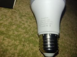 Ewelink SMART A60 bulb lying on a green carpet.