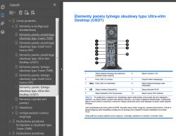 Zrzut ekranu instrukcji, pokazujący elementy tylnego panelu obudowy typu Ultra-slim Desktop (USDT) w języku polskim.