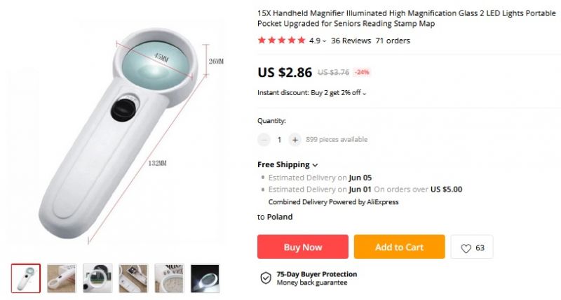 Tania lupa z pod¶wietleniem LED, recenzja Tania lupa z pod¶wietleniem LED, recenzja