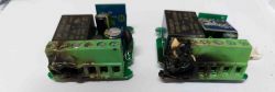 Damaged Smart Switches Two smart switches with visible damage from burning.