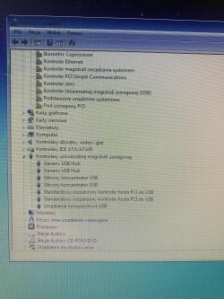 Menedżer urządzeń Windows z niewykrytym interfejsem VCI w kontrolerach USB
