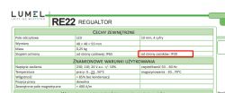 Datasheet excerpt for “RE22 REGULATOR” highlighting “terminal side: IP20”