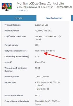 Obraz wychodzi poza ekran Philips 203V5LSB26/10 po aktualizacji sterowników