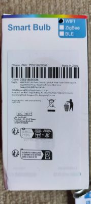 Back of Smart Bulb Packaging Back of RGB smart bulb packaging.