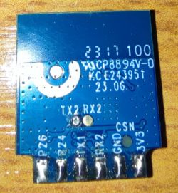 Printed Circuit Board of Controller with Pin Labels Close-up of a printed circuit board with visible pin labels.