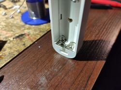 Interior of Thermometer Casing with Battery Compartment Interior of thermometer casing with battery compartment.
