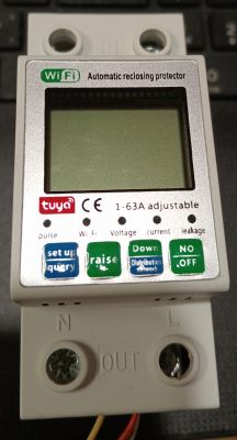 Tuya Wi-Fi automatic circuit breaker with LCD display and control buttons.