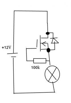 Układ elektryczny z tranzystorem MOSFET i rezystorem