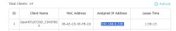 Table with information about a network client with the assigned IP address 192.168.0.228.