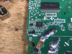 Close-up of a circuit board with electronic components.