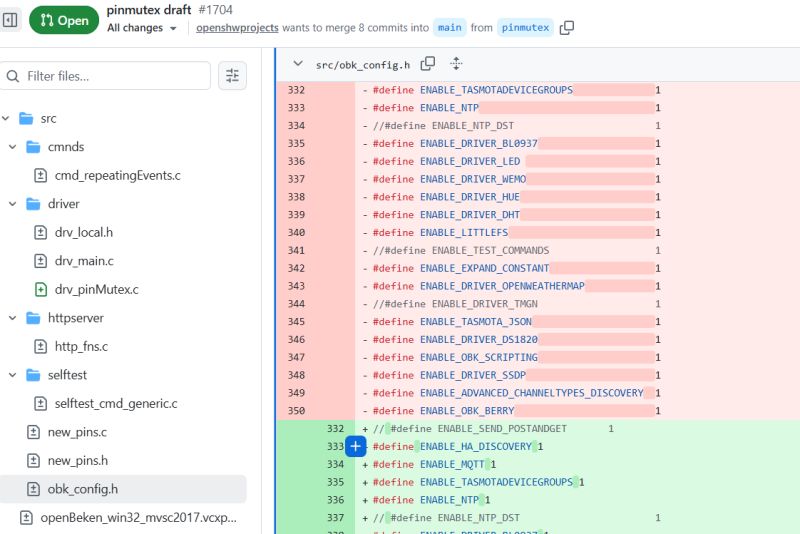 Changes in obk_config.h file showing removed and added preprocessor defines
