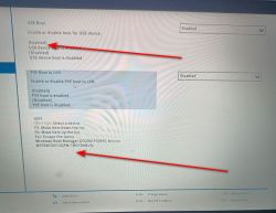 Ekran BIOS/UEFI z opcjami USB Boot i PXE Boot to LAN oraz czerwonymi strzałkami wskazującymi ustawienia