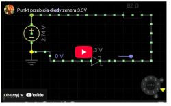 Zrzut ekranu z symulacji układu elektronicznego z zasilaniem 2,74V i diodą Zenera przy 3,3V.