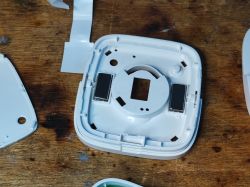 Inside the Sonoff SNZB-02D Sensor Casing Interior casing of Sonoff SNZB-02D sensor with magnets.