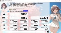 Wyniki testu CrystalMark Retro 1.0.2 na komputerze z procesorem Intel i5-4200M, grafiką NVIDIA GeForce GT 755M i 15,9 GB RAM.