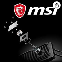 Schematyczne przedstawienie komponentów chłodzenia MSI z pompą w radiatorze.