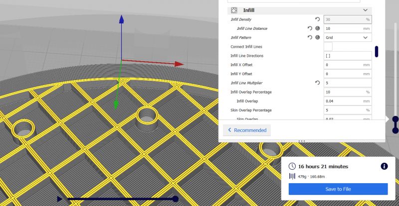 CURA 4.1 - Ustawienie grubości ścianek wewnętrznego szkieletu