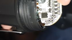 Close-up of WS2814A chip on a PCB board.